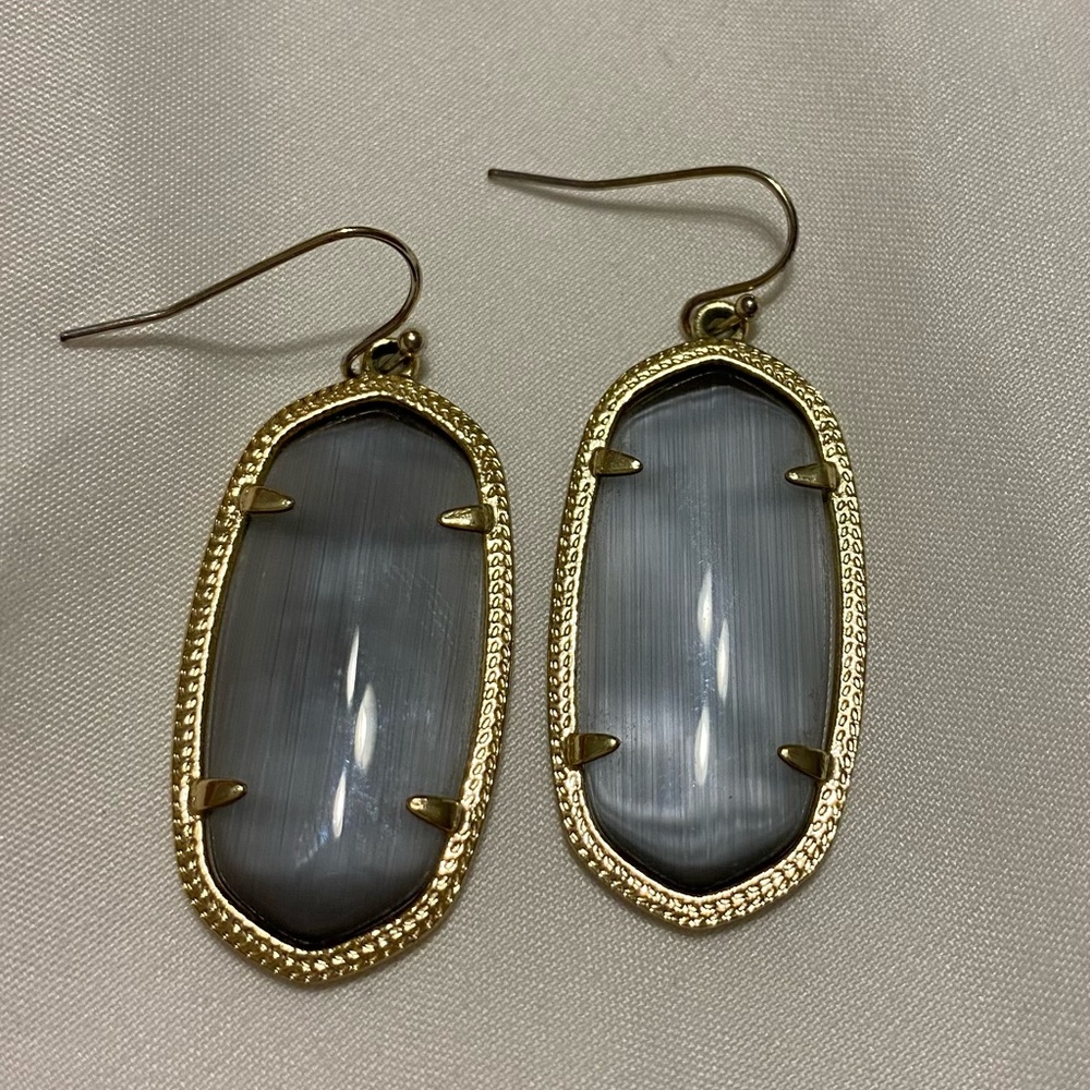 Kendra Scott Elle Drop Earrings Gold and Grey